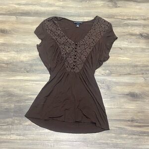 Banana Republic Chocolate Lace Trim Top